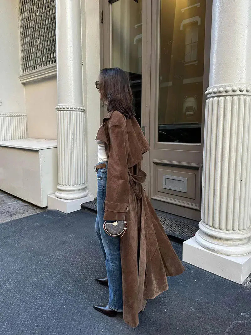 Elvira | Women’s Suede Trench Coat – Classic Elegance for Cooler Days - Image 5