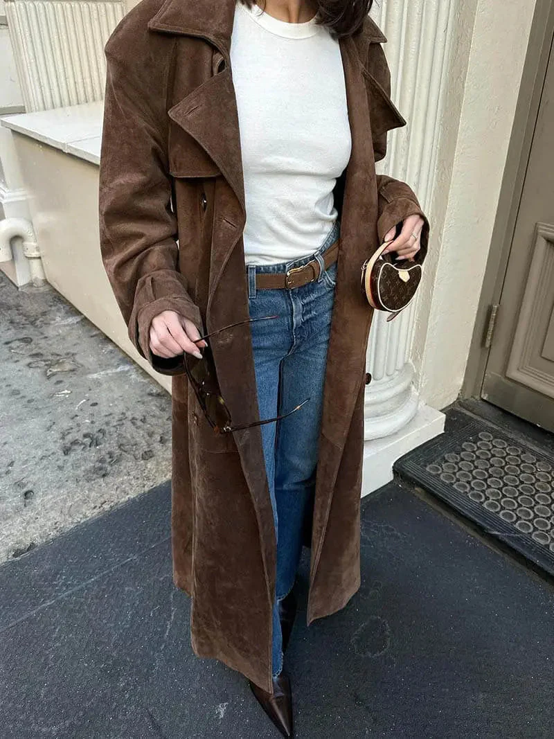 Elvira | Women’s Suede Trench Coat – Classic Elegance for Cooler Days - Image 6