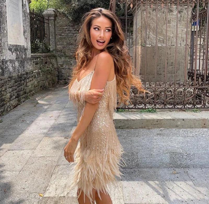 Gabrielle | Women’s Feather Fringe Mini Dress - Image 11