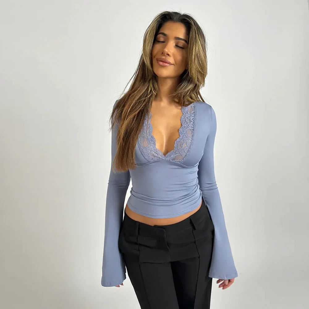 Gelinda | Women’s Lace-Trim V-Neck Top - Image 6
