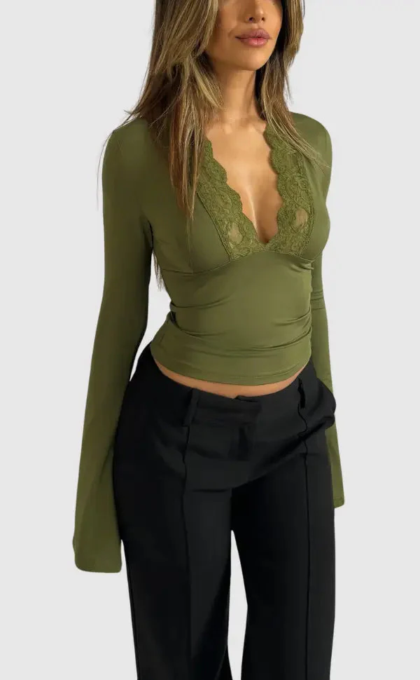 Gelinda | Women’s Lace-Trim V-Neck Top - Image 8