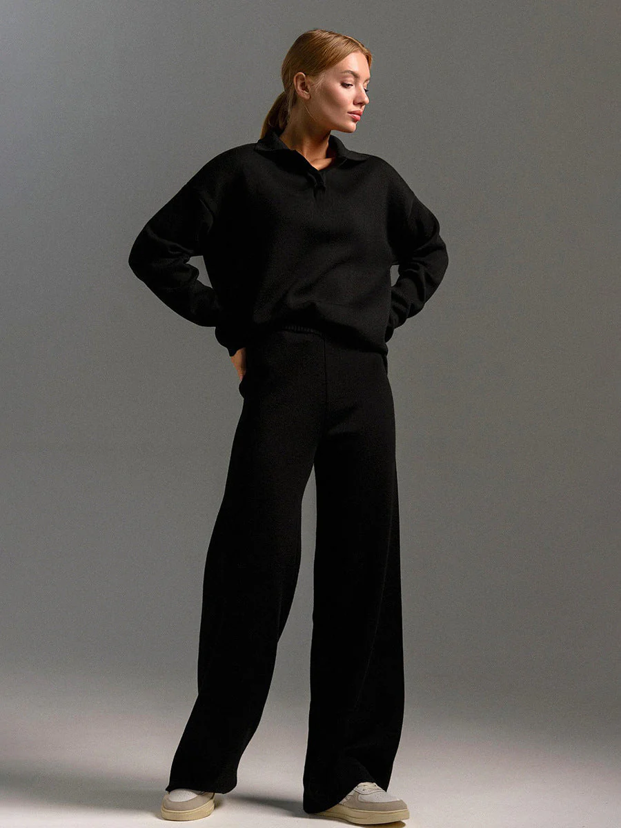 Honeylou | Women’s Collared Two-Piece Relaxed Fit Lounge Set