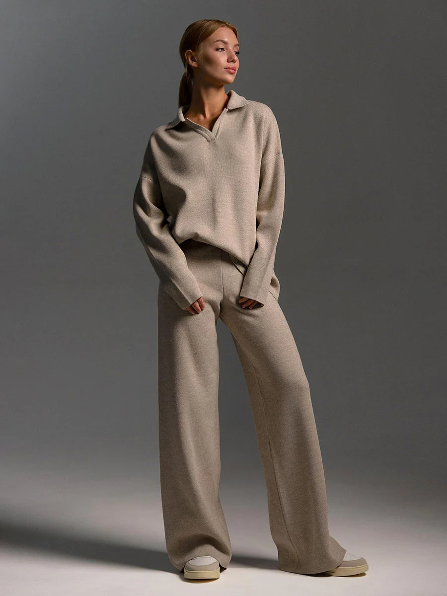 Honeylou | Women’s Collared Two-Piece Relaxed Fit Lounge Set - Image 3