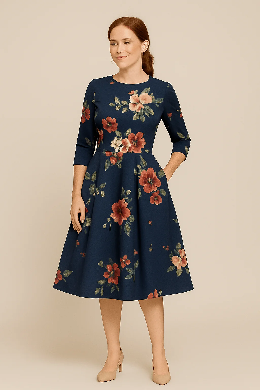 Havienne | Women’s A‑Line Knee‑Length Floral Dress - Image 2
