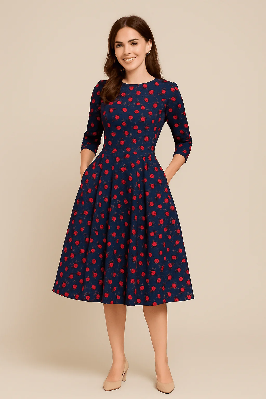 Havienne | Women’s A‑Line Knee‑Length Floral Dress - Image 4