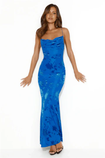 Isolde | Floral Strap Maxi Dress in Royal Blue - Image 3