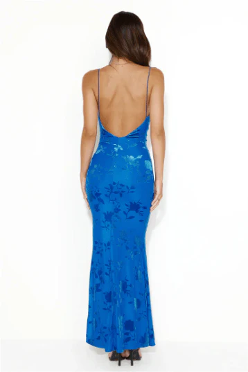 Isolde | Floral Strap Maxi Dress in Royal Blue - Image 5