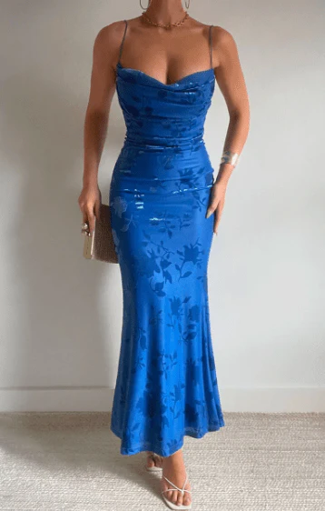 Isolde | Floral Strap Maxi Dress in Royal Blue - Image 6