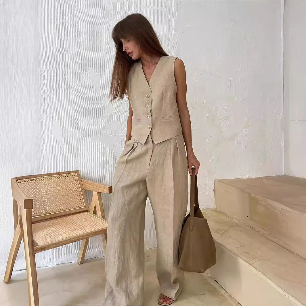 Jamaicah | Women’s Sleeveless Vest & Wide-Leg Pants Set - Image 15