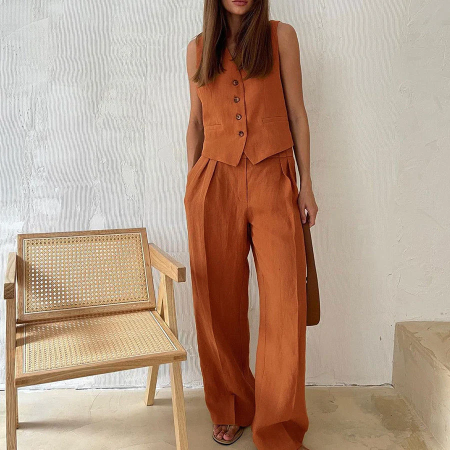 Jamaicah | Women’s Sleeveless Vest & Wide-Leg Pants Set - Image 2