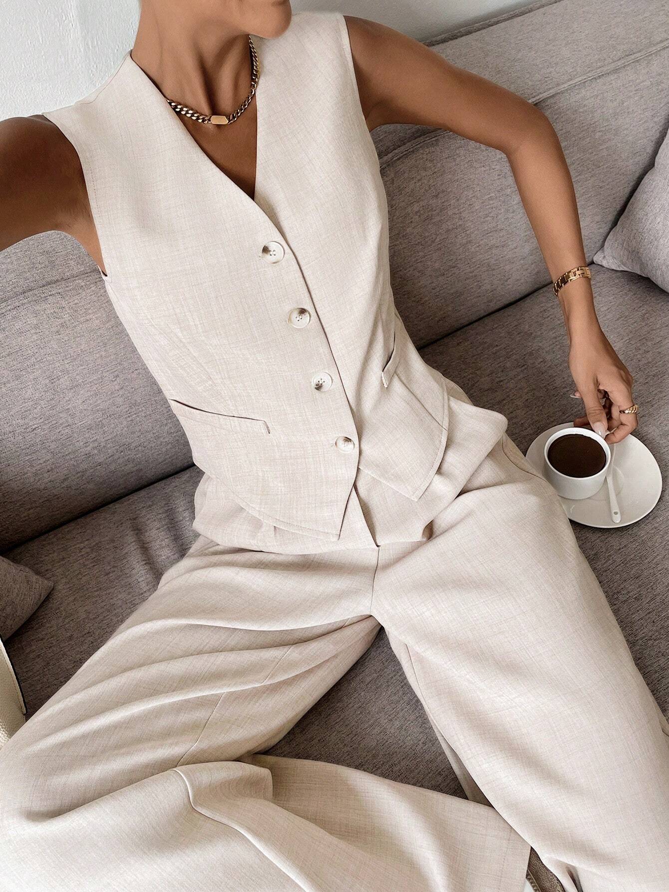 Jamaicah | Women’s Sleeveless Vest & Wide-Leg Pants Set - Image 6