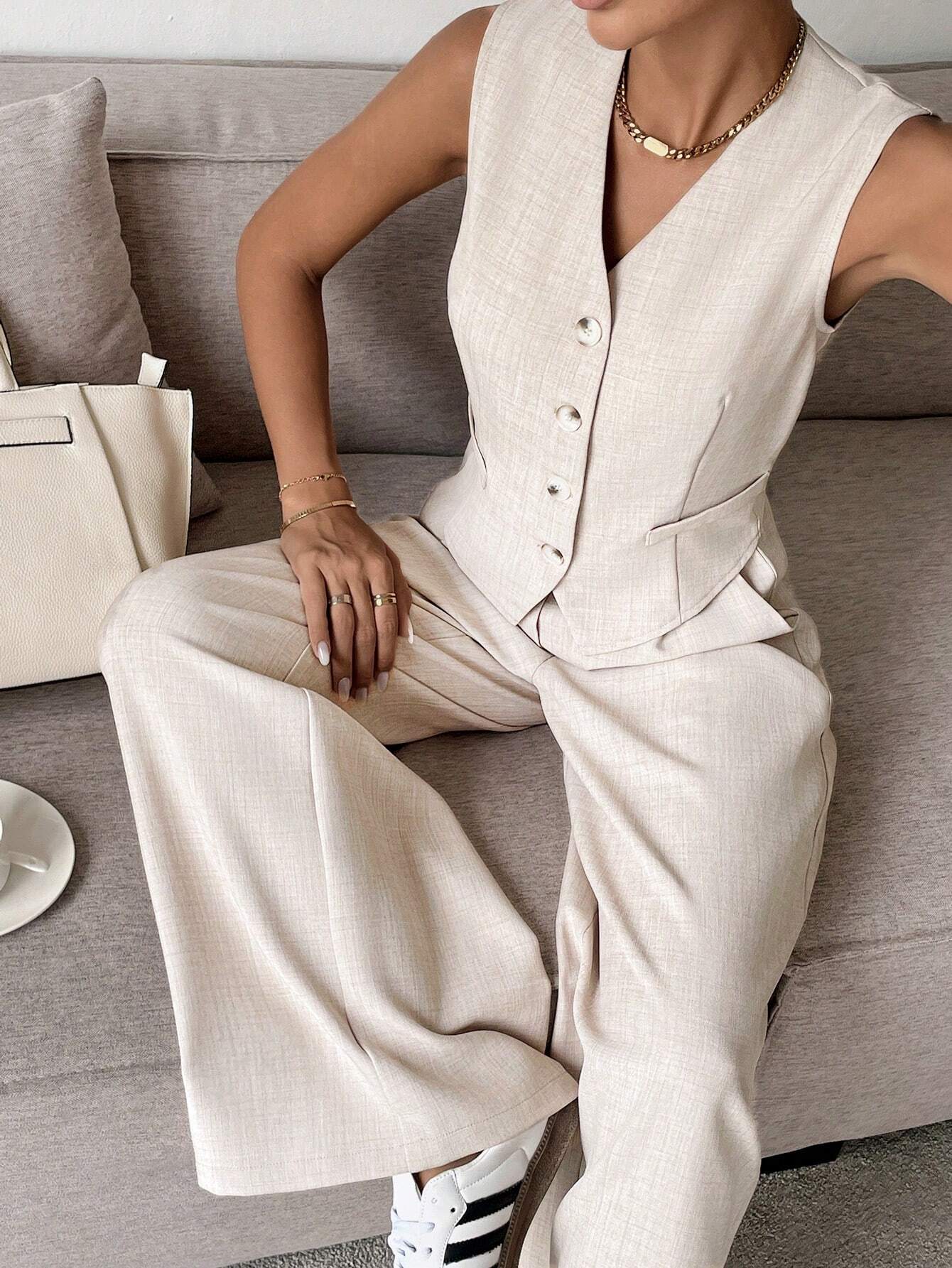 Jamaicah | Women’s Sleeveless Vest & Wide-Leg Pants Set - Image 7