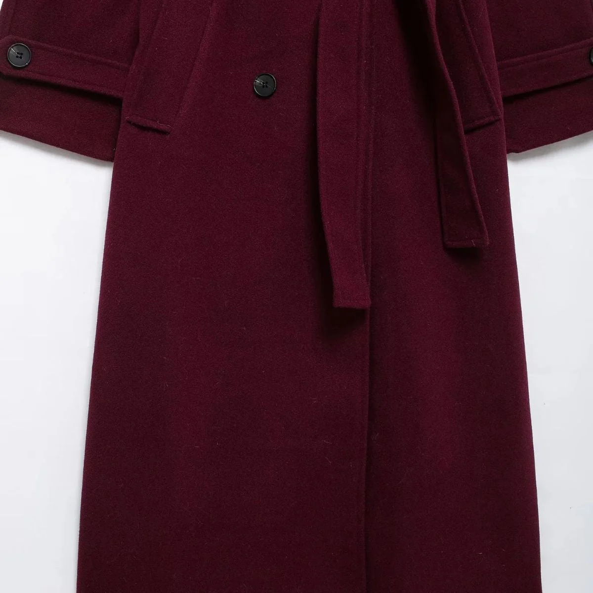 Jhoana | Women’s Elegant Bordeaux Trench Coat with Belt - Image 4