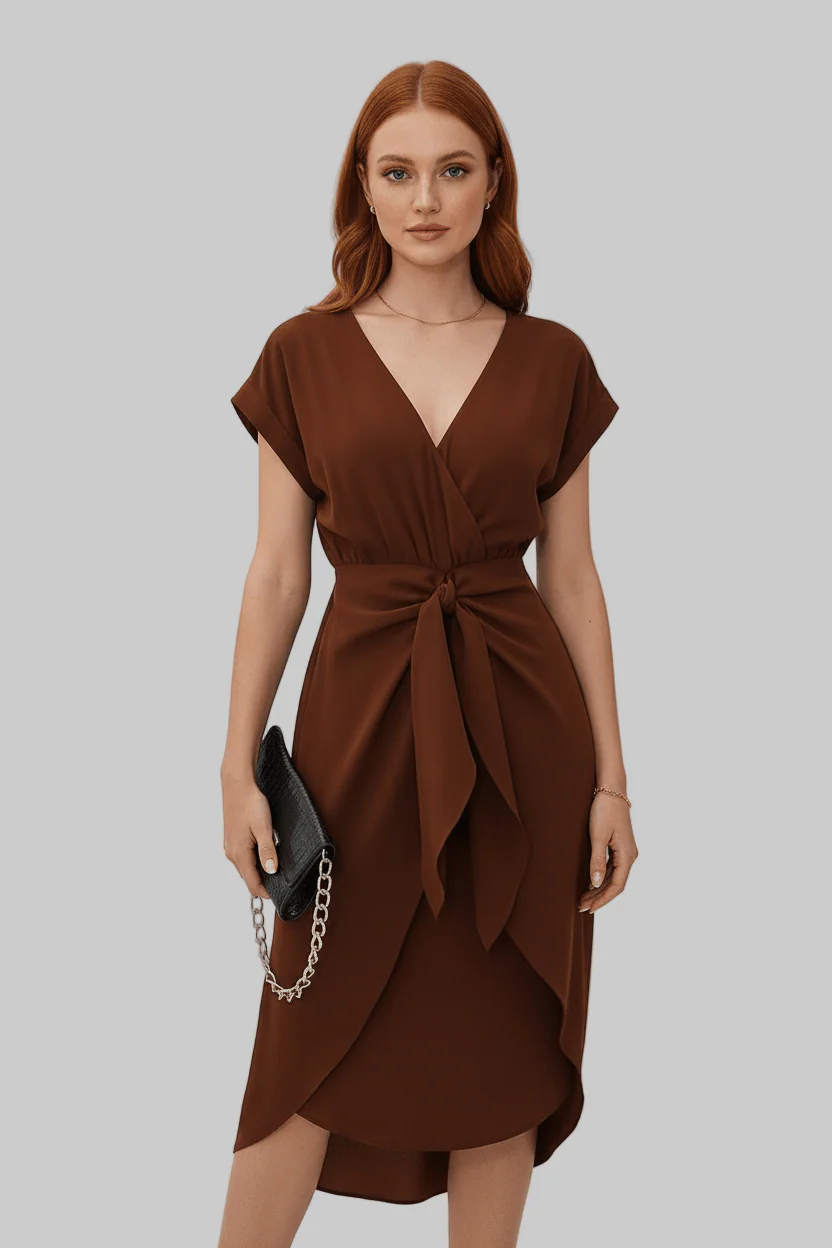 Jolena | Elegant Wrap Midi Dress - Image 4