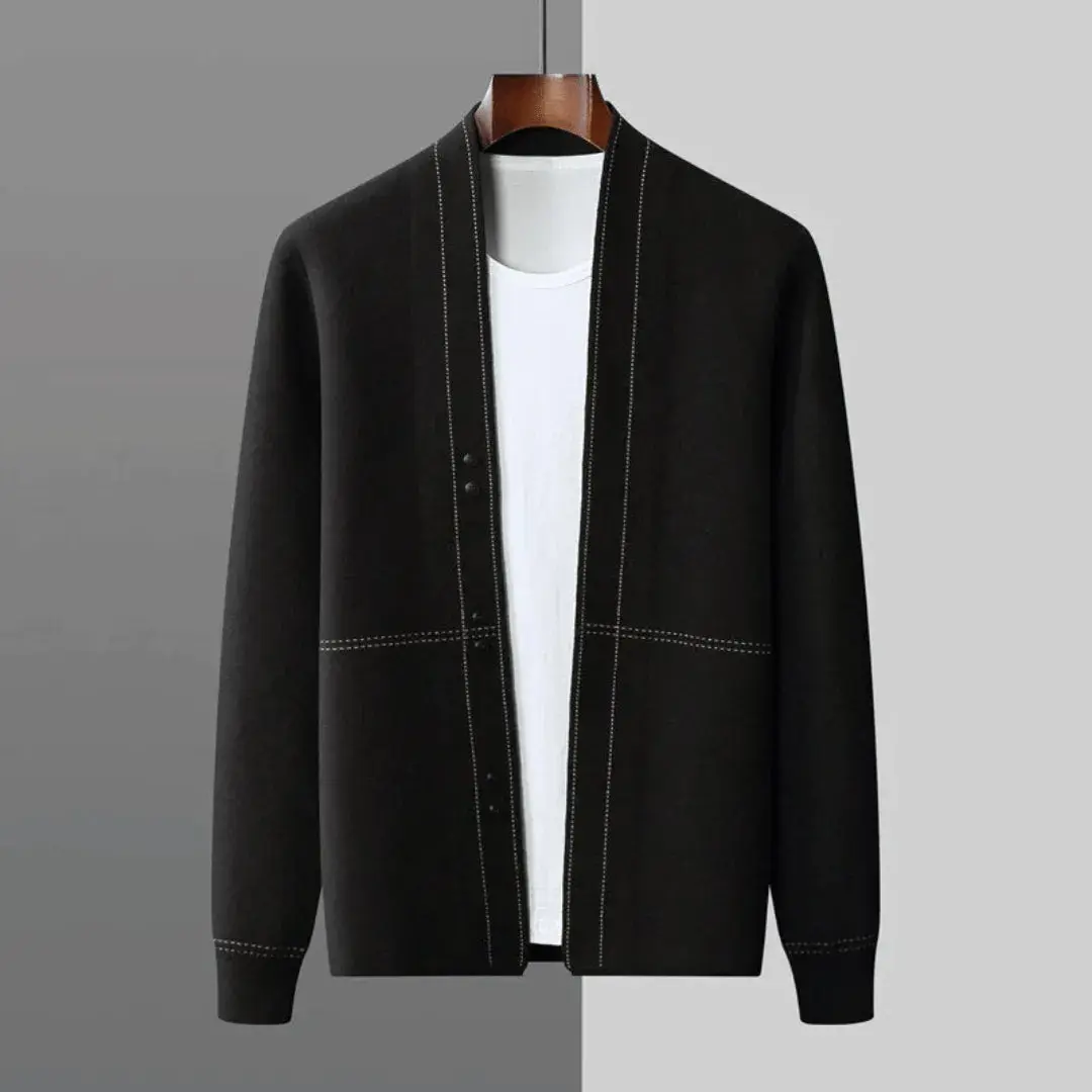 Kiera | Men’s Luxury Wool Twill Cardigan - Image 2