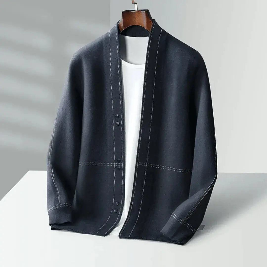 Kiera | Men’s Luxury Wool Twill Cardigan - Image 3