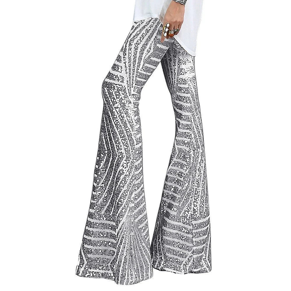 Leonor | Women’s Flared Sequin Trousers - Image 2