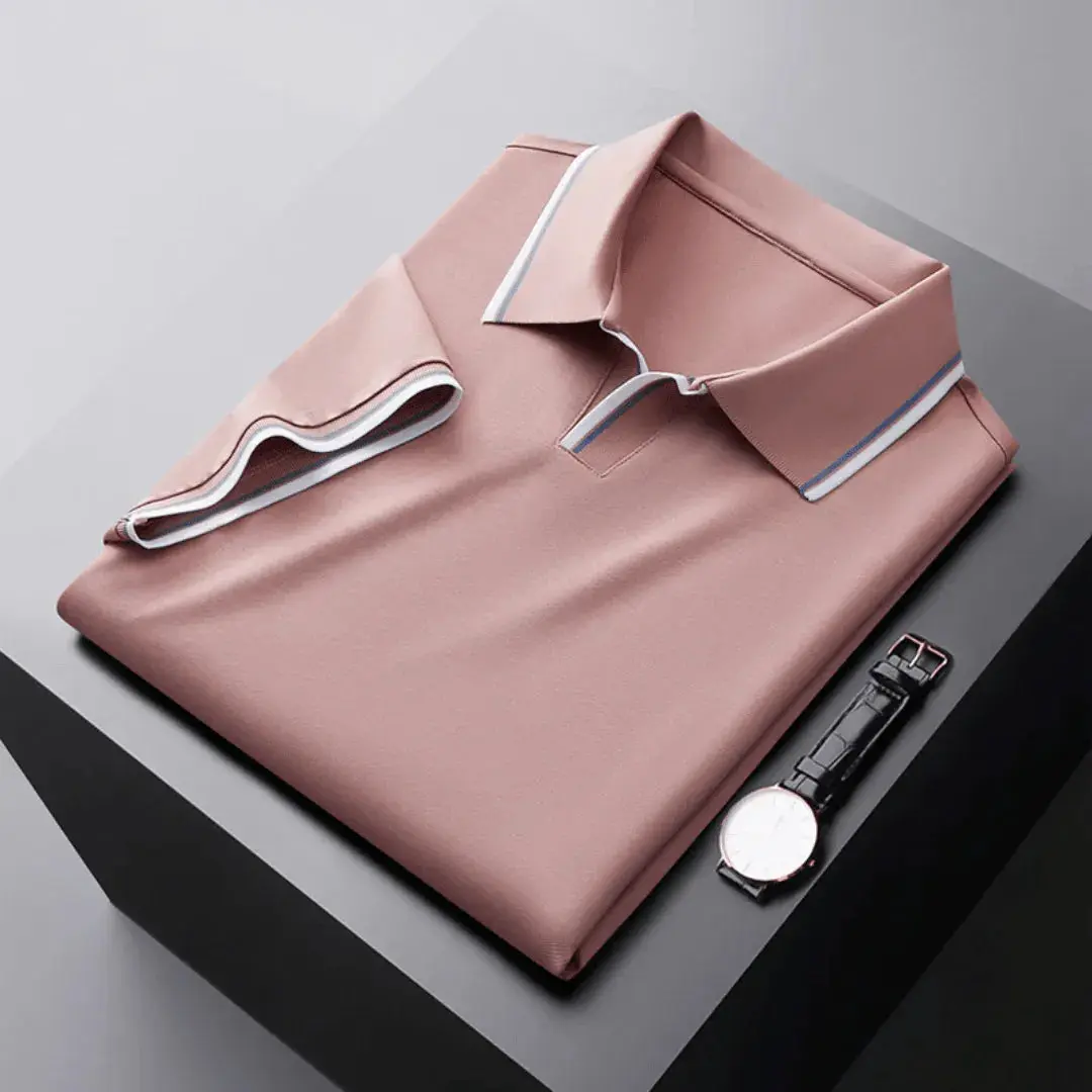 Levie | Men’s Contrast-Trim Polo Shirt - Image 2