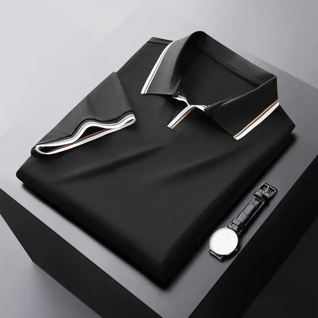 Levie | Men’s Contrast-Trim Polo Shirt - Image 5