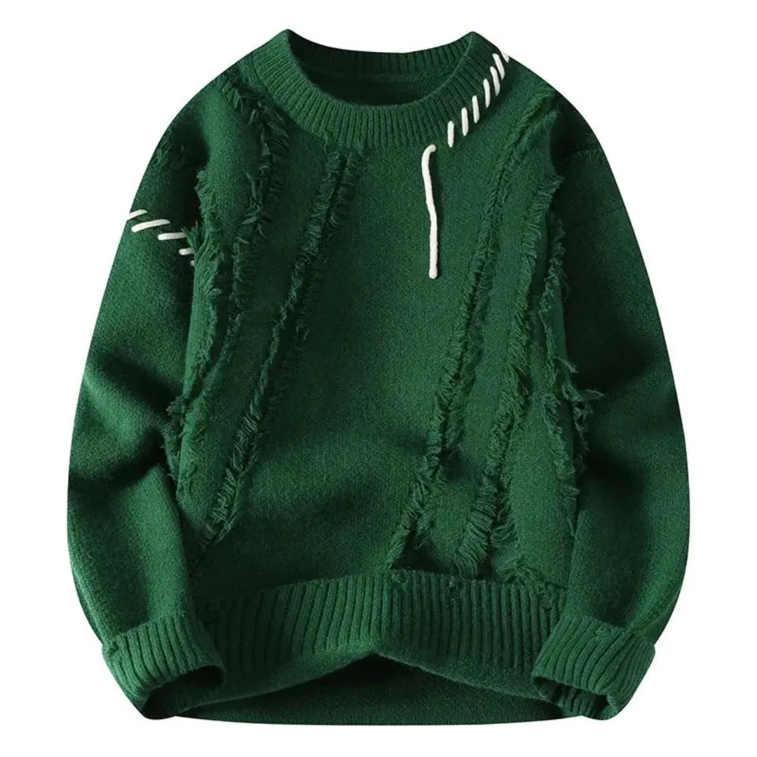 Lhuella | Men’s Loose-Fit Patchwork Sweater - Image 2
