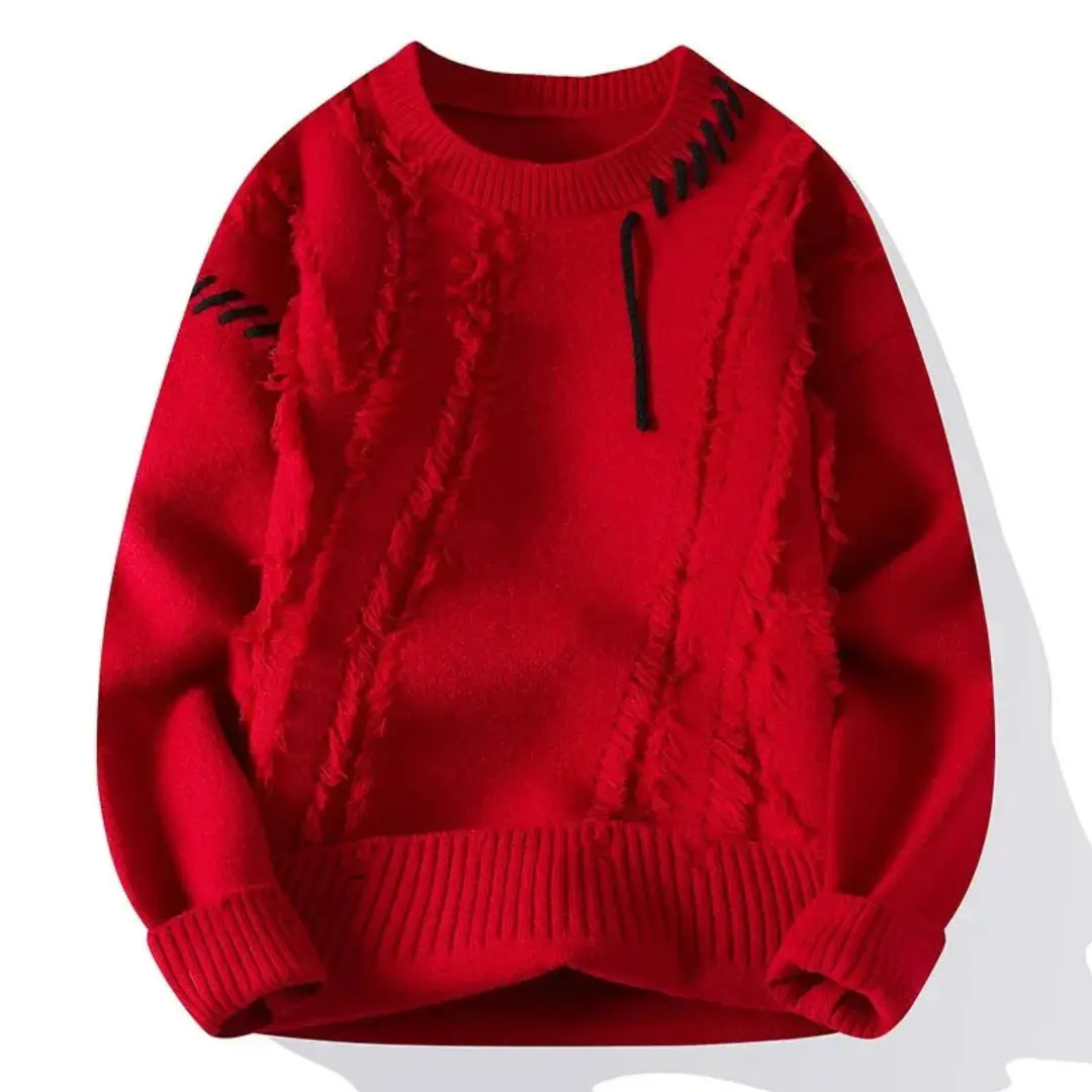 Lhuella | Men’s Loose-Fit Patchwork Sweater - Image 3