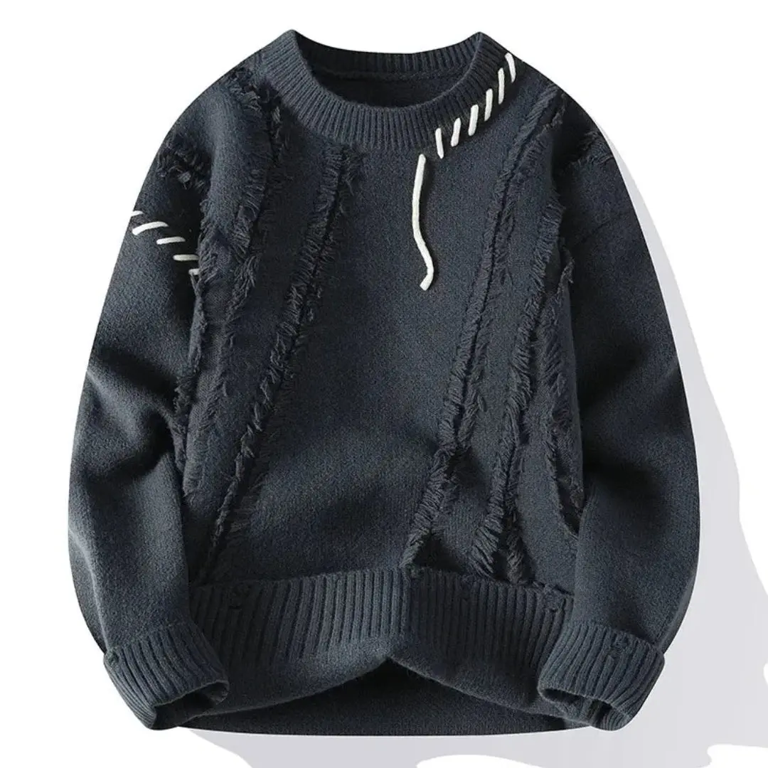 Lhuella | Men’s Loose-Fit Patchwork Sweater - Image 4