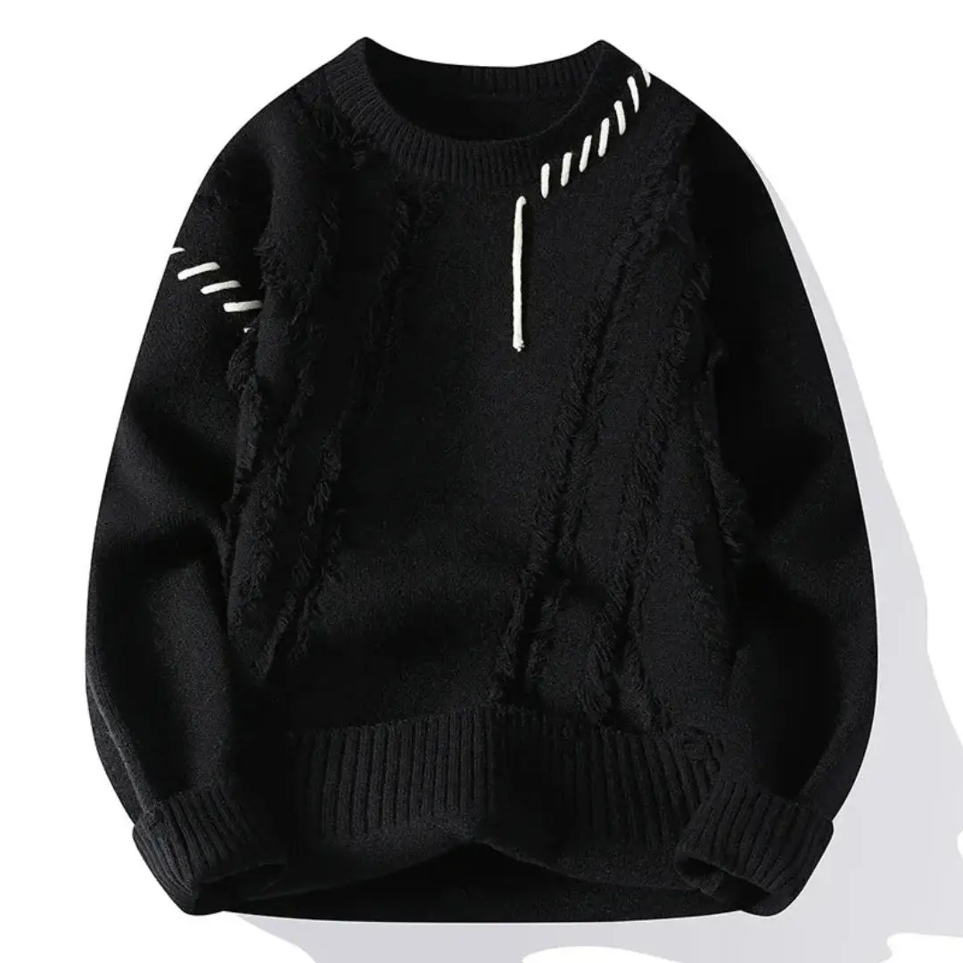 Lhuella | Men’s Loose-Fit Patchwork Sweater - Image 5