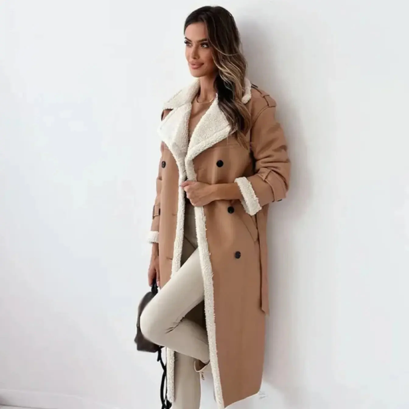 Lunie | Women’s Long Coat with Fur & Leather Accents - Image 2