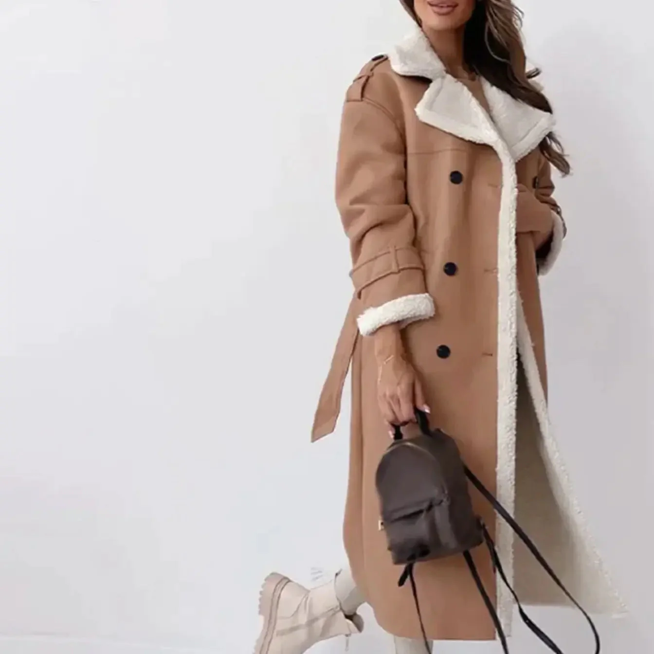 Lunie | Women’s Long Coat with Fur & Leather Accents - Image 5