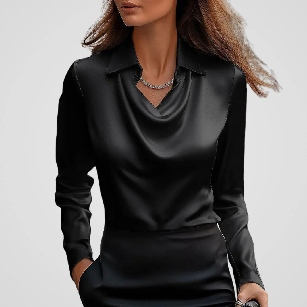 Malvina | Women’s Draped Neck Satin Blouse - Image 22