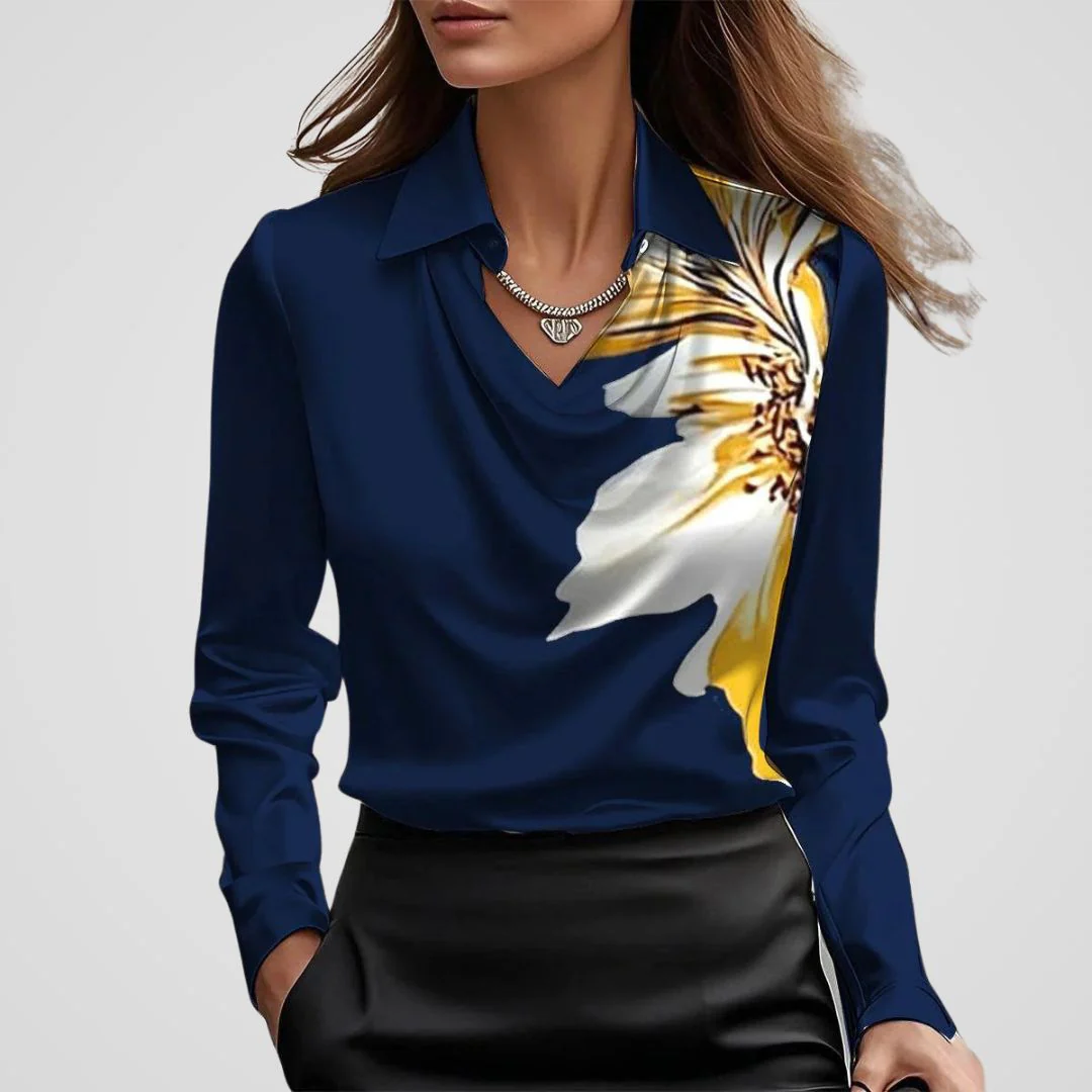 Malvina | Women’s Draped Neck Satin Blouse - Image 25