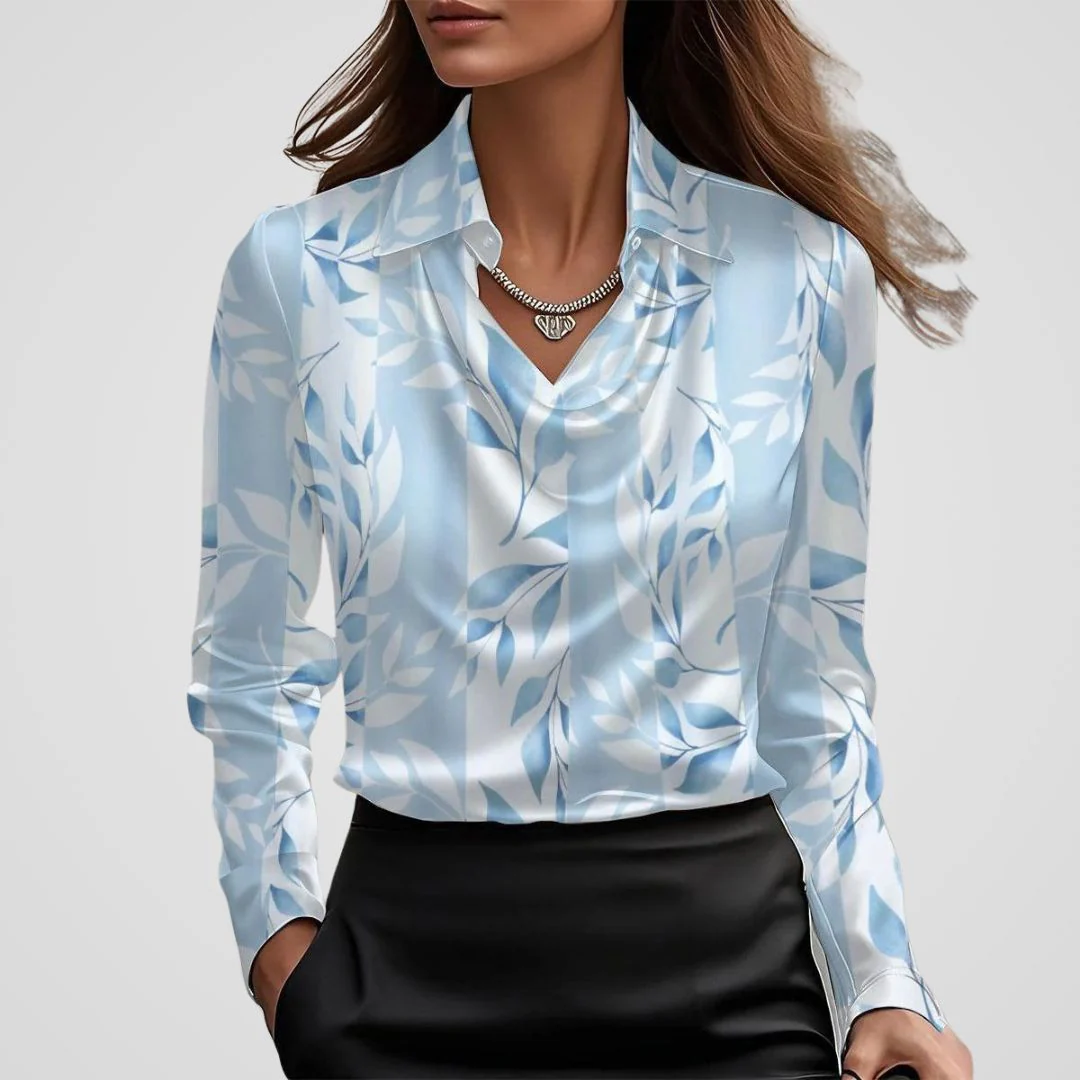 Malvina | Women’s Draped Neck Satin Blouse - Image 8