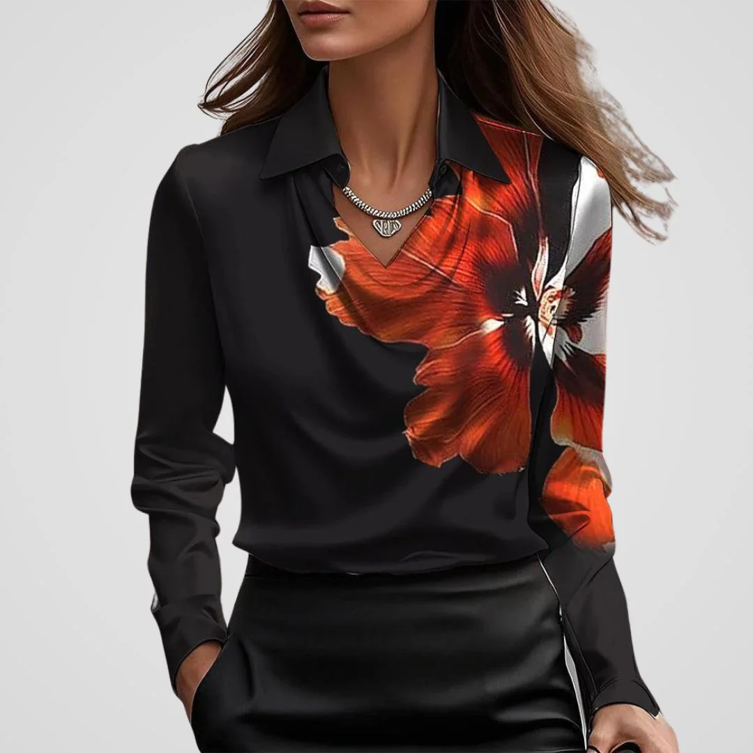Malvina | Women’s Draped Neck Satin Blouse - Image 9