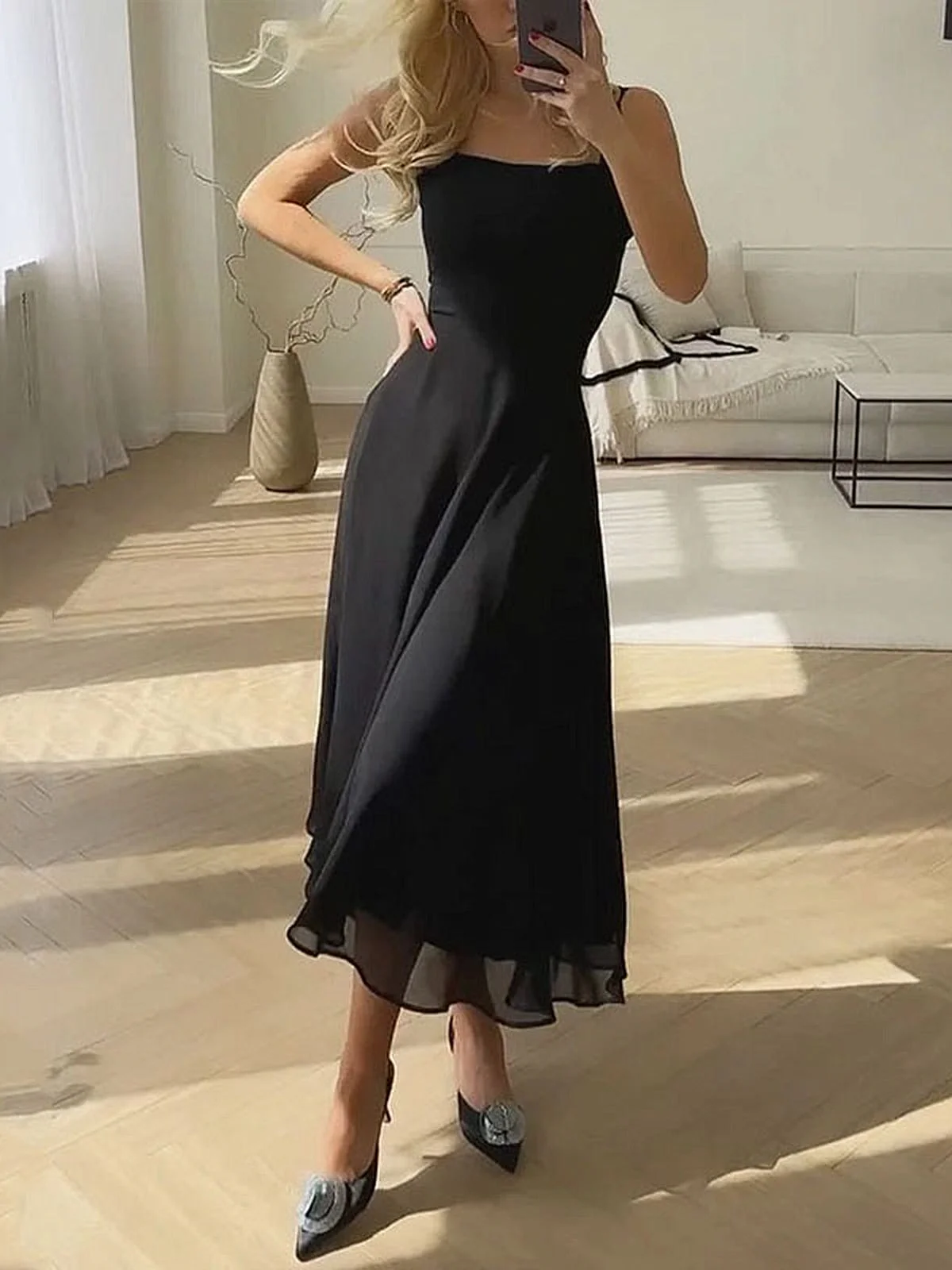 Marcia | Classic Summer Dress with Square Neck – Feminine Elegance - Image 2