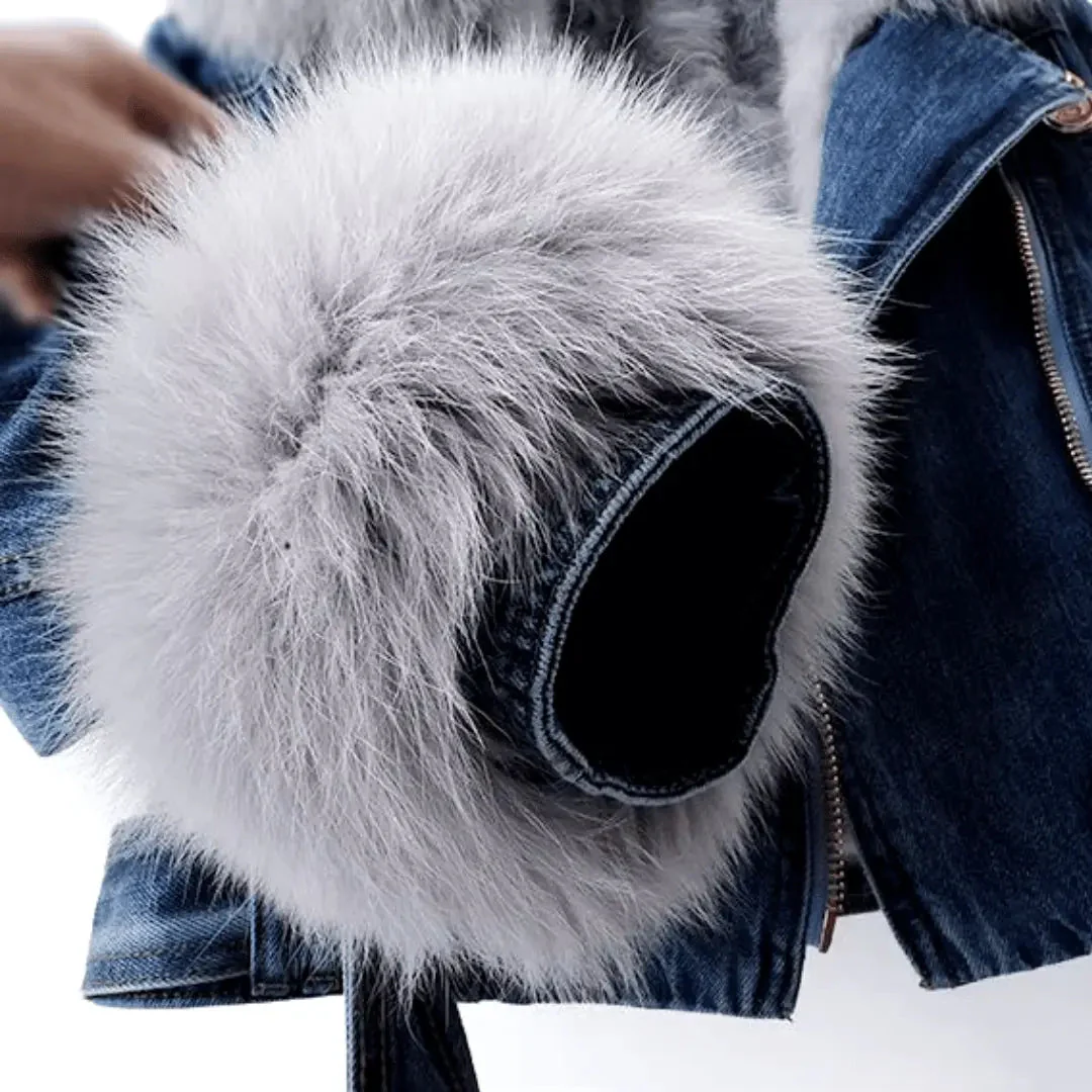 Mona | Women’s Urban Elegance Denim & Fur Jacket - Image 4