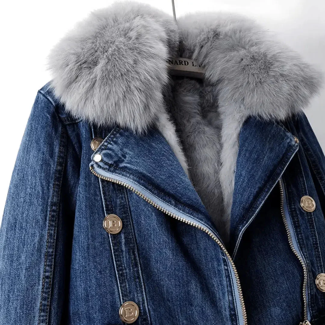 Mona | Women’s Urban Elegance Denim & Fur Jacket - Image 5