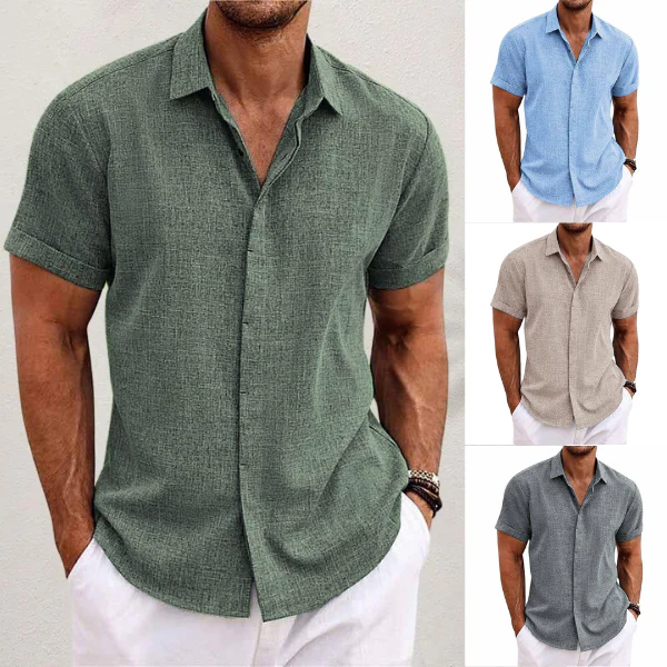 Oliveros | Men’s Short-Sleeve Cotton-Linen Shirt - Image 10