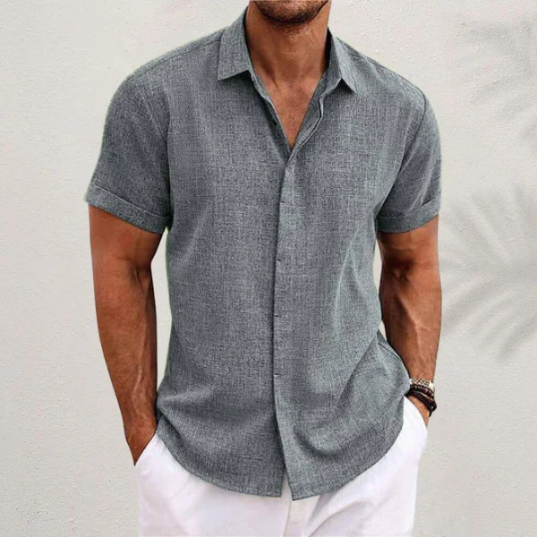 Oliveros | Men’s Short-Sleeve Cotton-Linen Shirt - Image 4