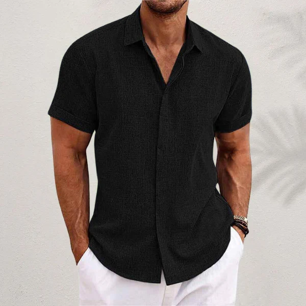 Oliveros | Men’s Short-Sleeve Cotton-Linen Shirt - Image 6