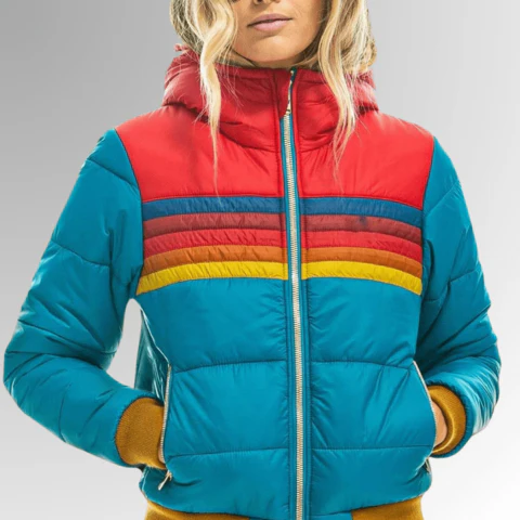 Ravelle | Women’s Retro Cropped Puffer Jacket with Hood