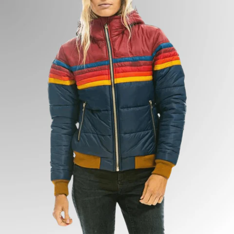 Ravelle | Women’s Retro Cropped Puffer Jacket with Hood - Image 2