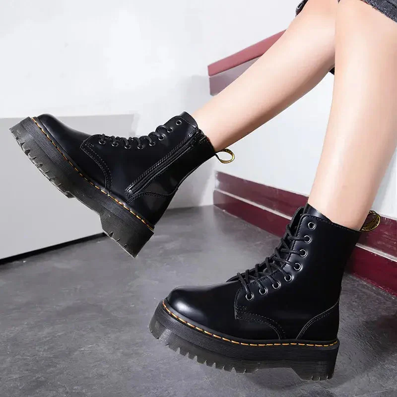 Rebellina | Women’s Leather Platform Boots – Urban Street Style & Comfort - Image 5