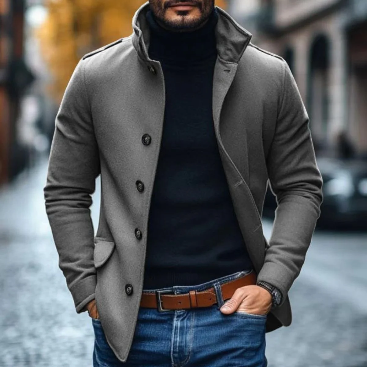 Romeo | Men’s Wool Tailored Overcoat - Image 3