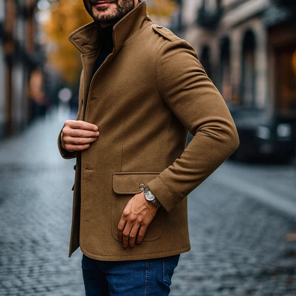 Romeo | Men’s Wool Tailored Overcoat - Image 5