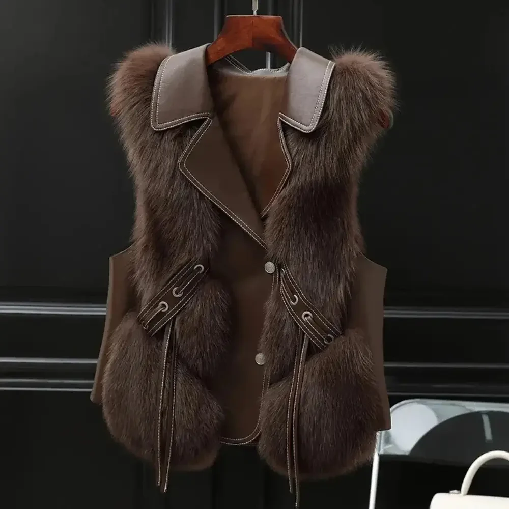 Rosie | Women’s Sleeveless Fur-Trimmed Vest - Image 3