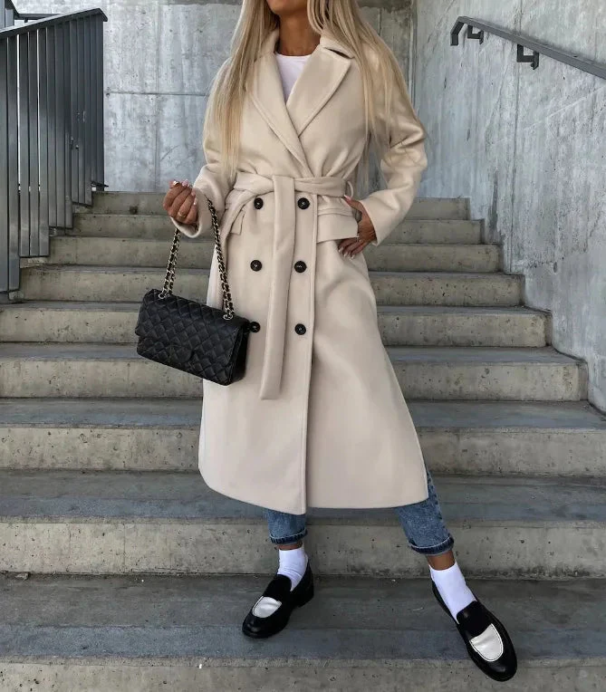 Sharlette | Women’s Long Lapel Button Front Coat - Image 2