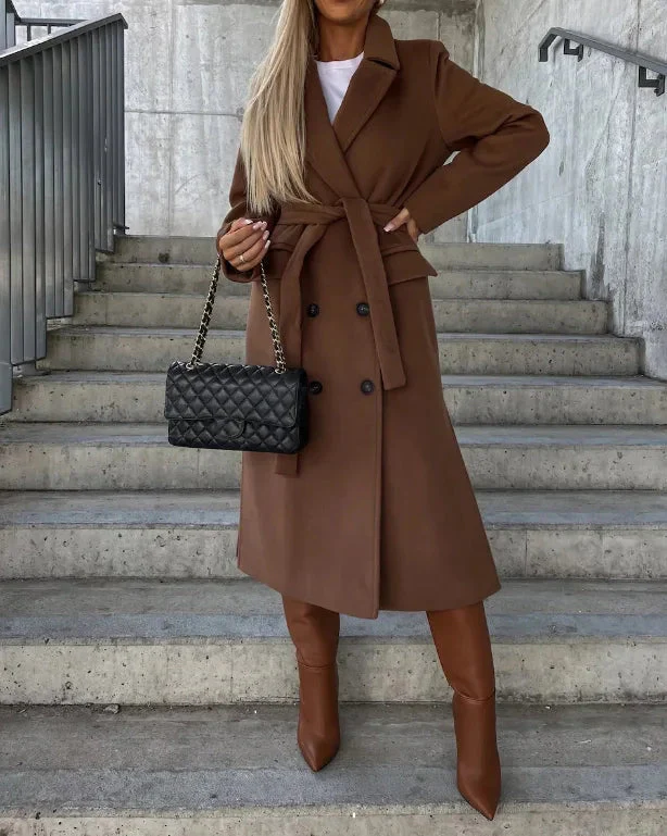 Sharlette | Women’s Long Lapel Button Front Coat - Image 3
