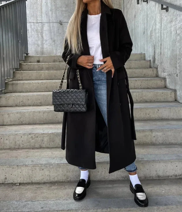 Sharlette | Women’s Long Lapel Button Front Coat - Image 4