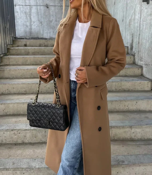 Sharlette | Women’s Long Lapel Button Front Coat - Image 5