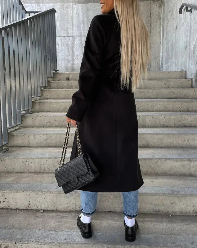 Sharlette | Women’s Long Lapel Button Front Coat - Image 6